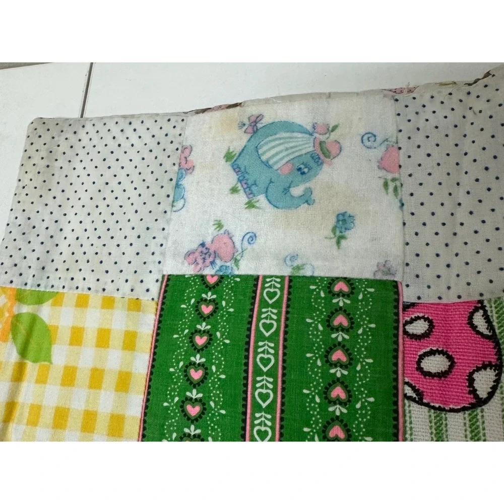 Vintage Handmade Patchwork Baby Blanket Holly Hobbie Style Quilted
